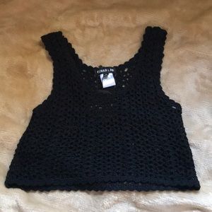 black crochet crop top